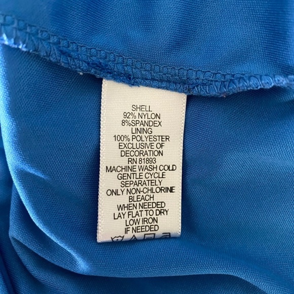 Isaac Mizrahi Live Short Sleeve Blue Eyelet Lace Sheath Dress Size XS - Picture 7 of 7